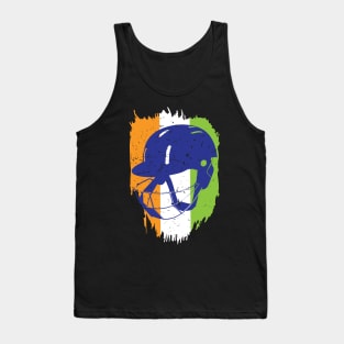 India Indian Cricket Player Batsman Helmet Design Tank Top